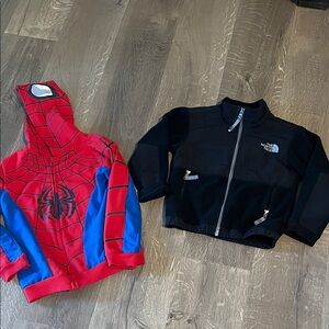 The North Face Black Jacket and Red Spider-Man Hoodie